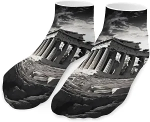 Ruins of A Temple Parthenon Acropolis Athens Greece Printed Ankle Socks No Show Sock Low-Cut Athletic Socks for Men Women 1 Pair
