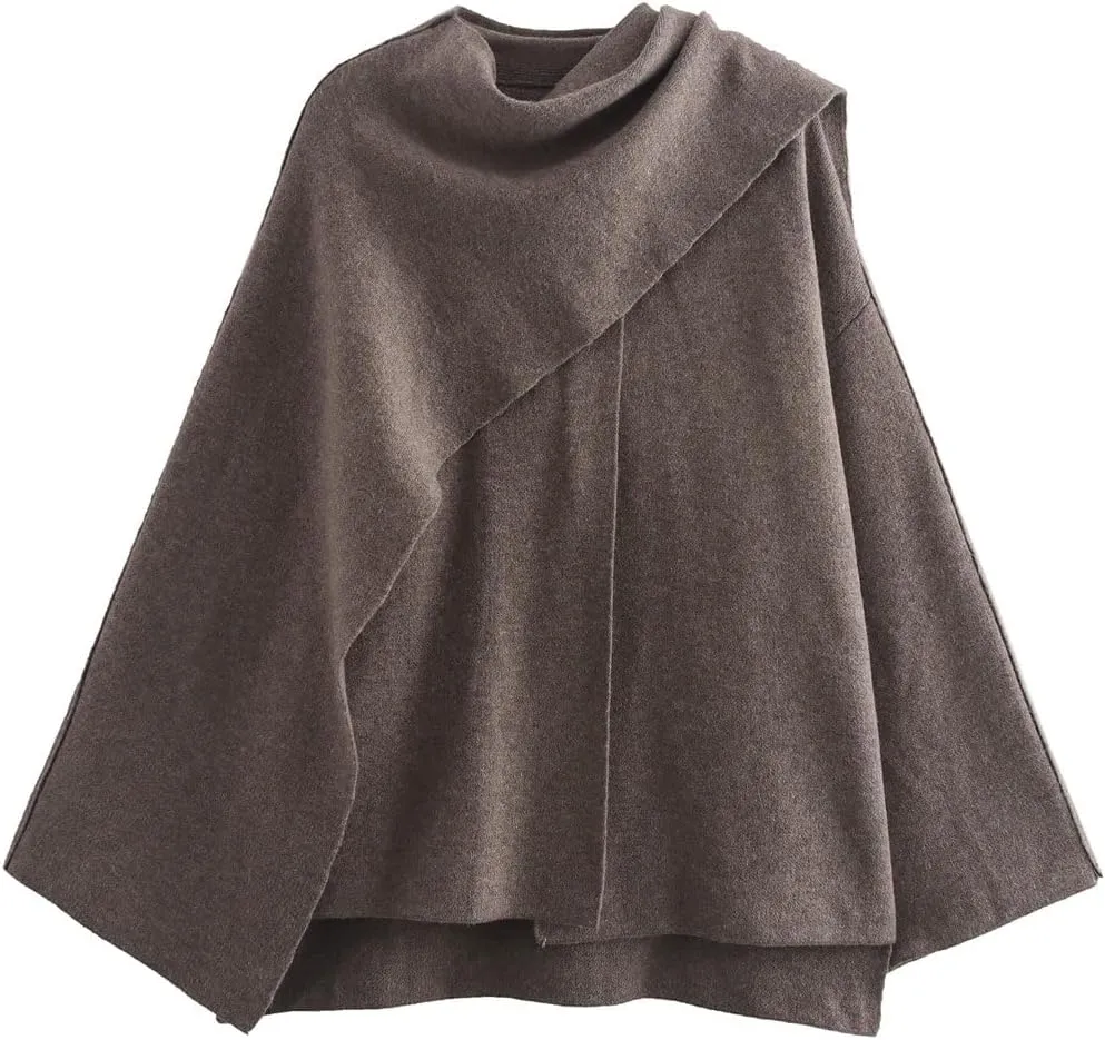 Scarf Coat Women Oversized Wool Blend Jacket Cape Coat Scarf Jacket Pea Coat Dressy Casual Winter Fashion