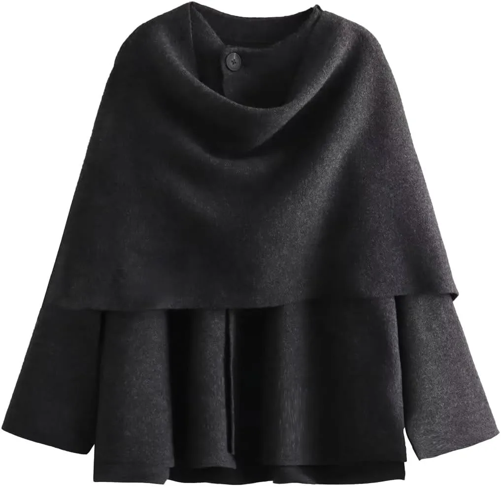 Scarf Coat Women Oversized Wool Blend Jacket Cape Coat Scarf Jacket Pea Coat Dressy Casual Winter Fashion