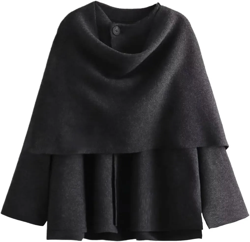 Scarf Coat Women Scarf Jacket Oversized Wool Blend Jacket Pea Coat Cape Coat Old Money Clothes Winter Fashion