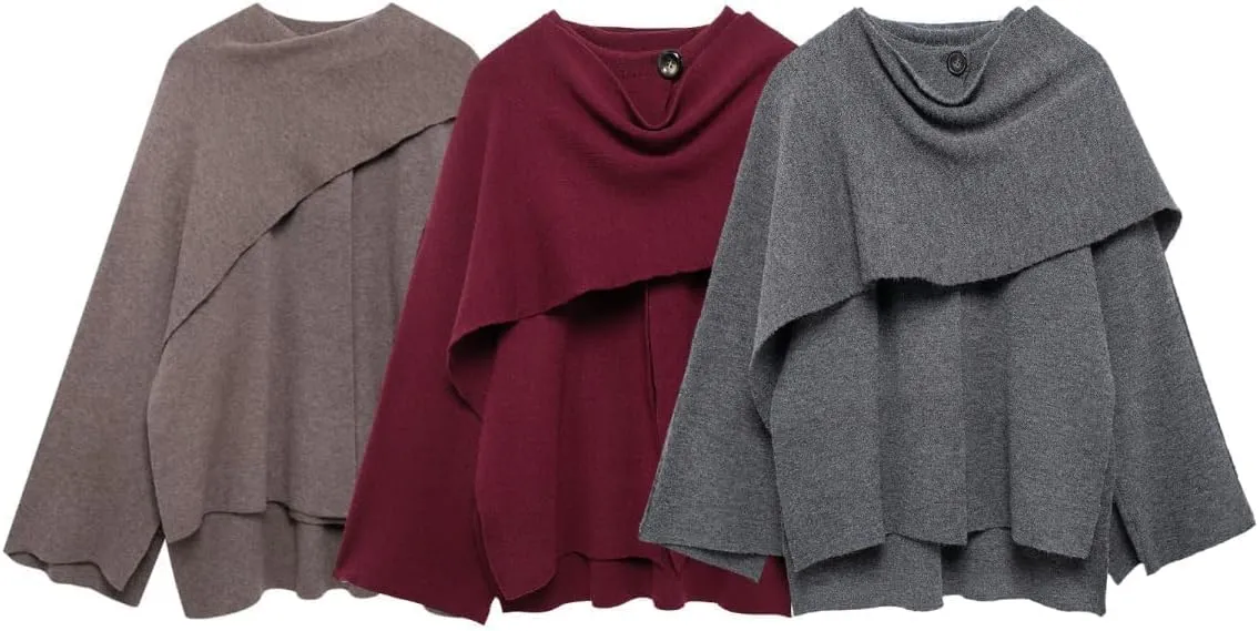 Scarf Coat Women Scarf Jacket Oversized Wool Blend Jacket Pea Coat Cape Coat Old Money Clothes Winter Fashion