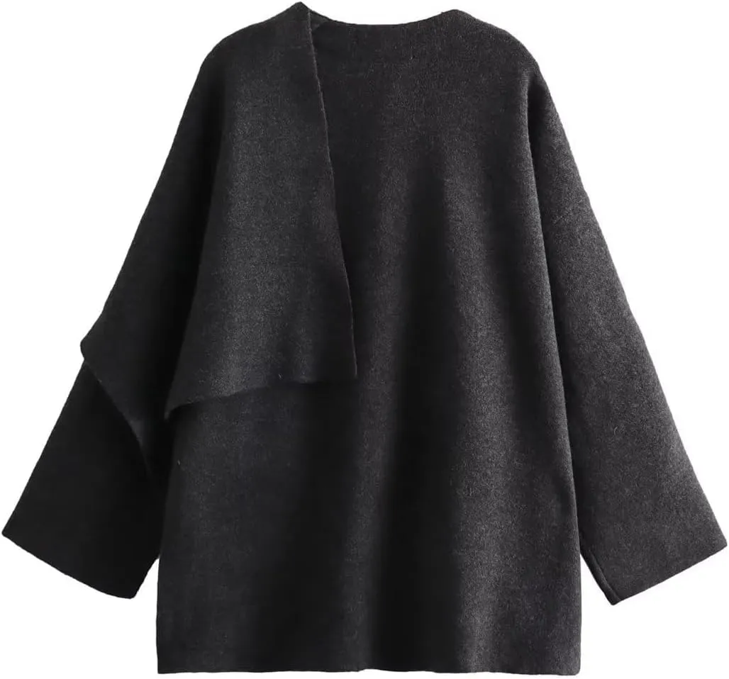 Scarf Coat Women Scarf Jacket Oversized Wool Blend Jacket Pea Coat Cape Coat Old Money Clothes Winter Fashion