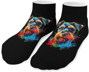 Schnauzer Splash Art Printed Ankle Socks No Show Sock Low-Cut Athletic Socks for Men Women 1 Pair