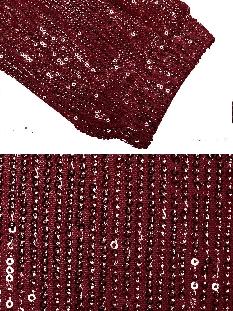 SCORP Women's Casual Glitter Bling Sequins Ruffle High Waisted Drawstring Long Pants Clubwear