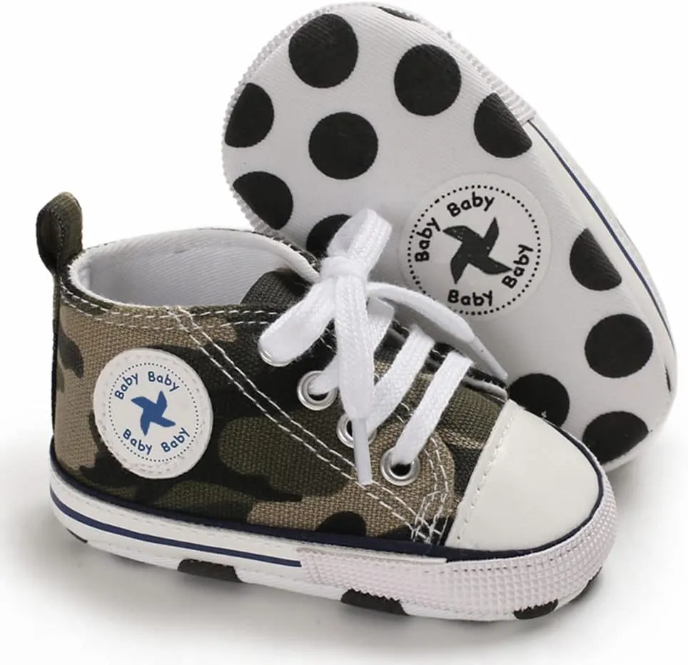 Sekantrol Unisex Baby Girls Boys Shoes Infant Soft Sole Canvas Newborn First Walkers High Top Anti-Slip Sneakers