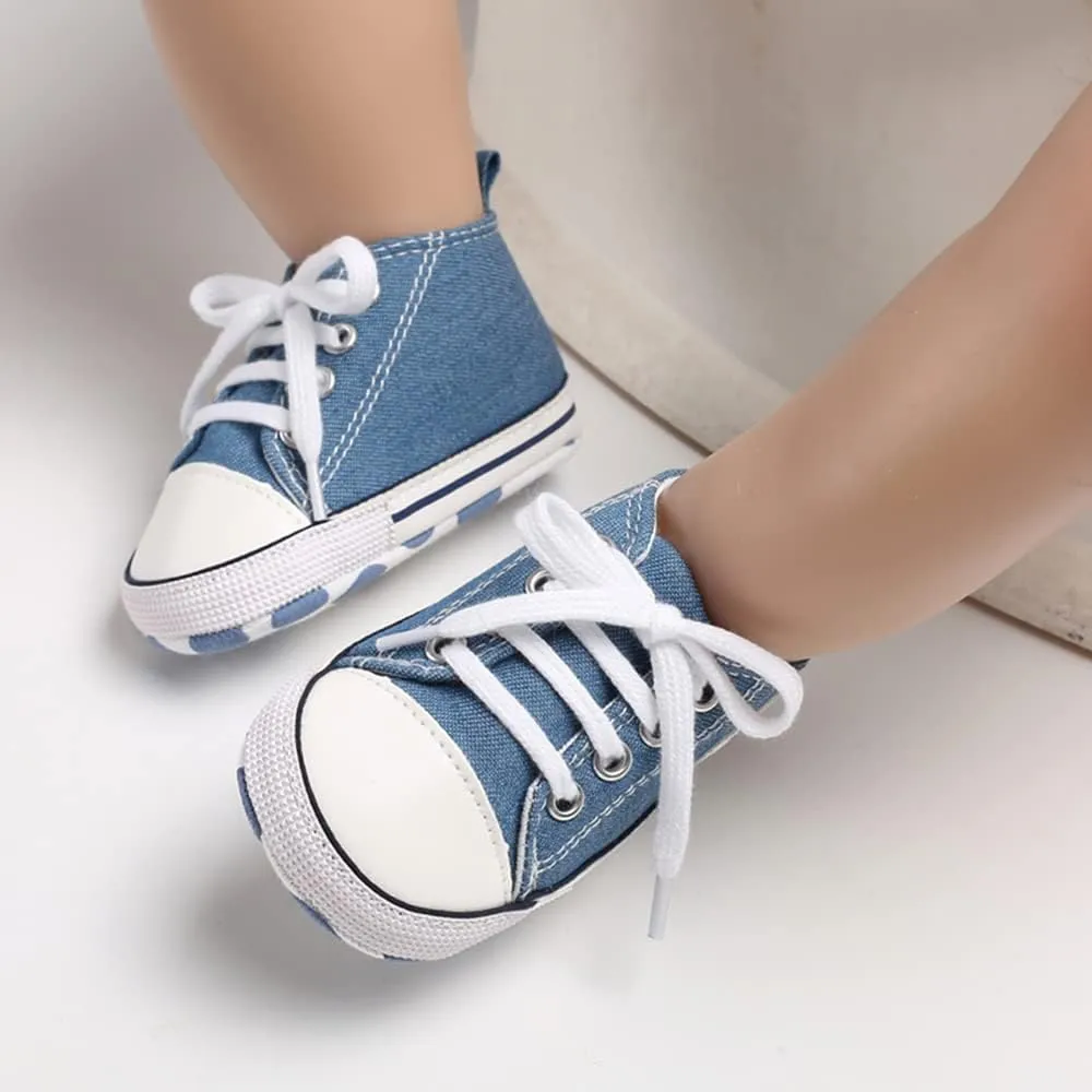 Sekantrol Unisex Baby Girls Boys Shoes Infant Soft Sole Canvas Newborn First Walkers High Top Anti-Slip Sneakers