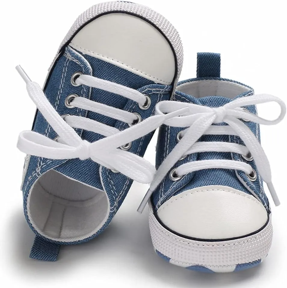 Sekantrol Unisex Baby Girls Boys Shoes Infant Soft Sole Canvas Newborn First Walkers High Top Anti-Slip Sneakers