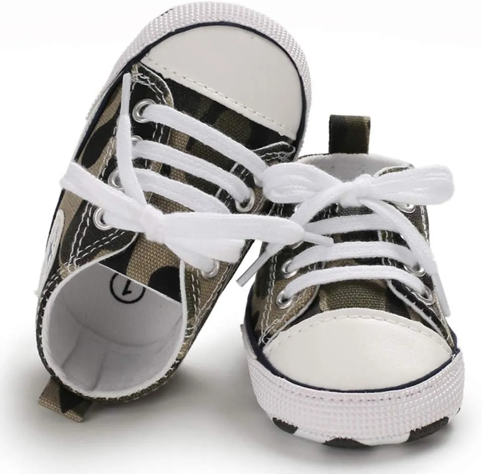 Sekantrol Unisex Baby Girls Boys Shoes Infant Soft Sole Canvas Newborn First Walkers High Top Anti-Slip Sneakers