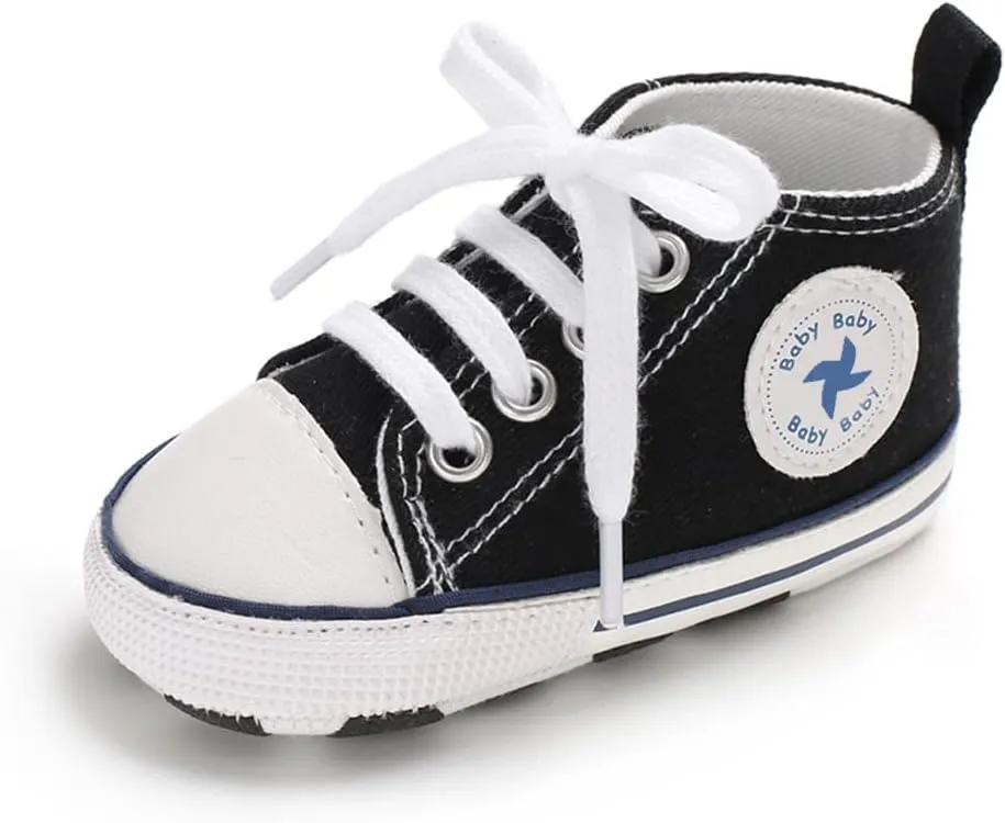 Sekantrol Unisex Baby Girls Boys Shoes Infant Soft Sole Canvas Newborn First Walkers High Top Anti-Slip Sneakers