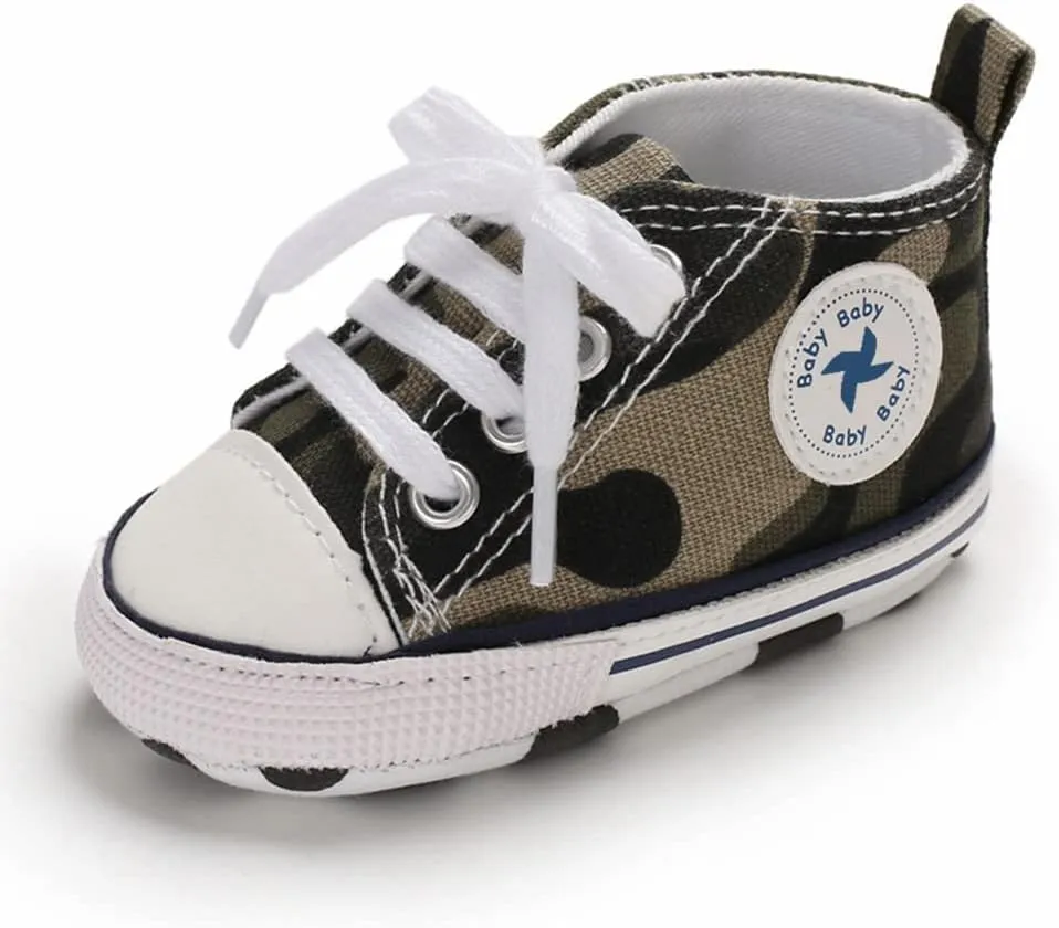 Sekantrol Unisex Baby Girls Boys Shoes Infant Soft Sole Canvas Newborn First Walkers High Top Anti-Slip Sneakers