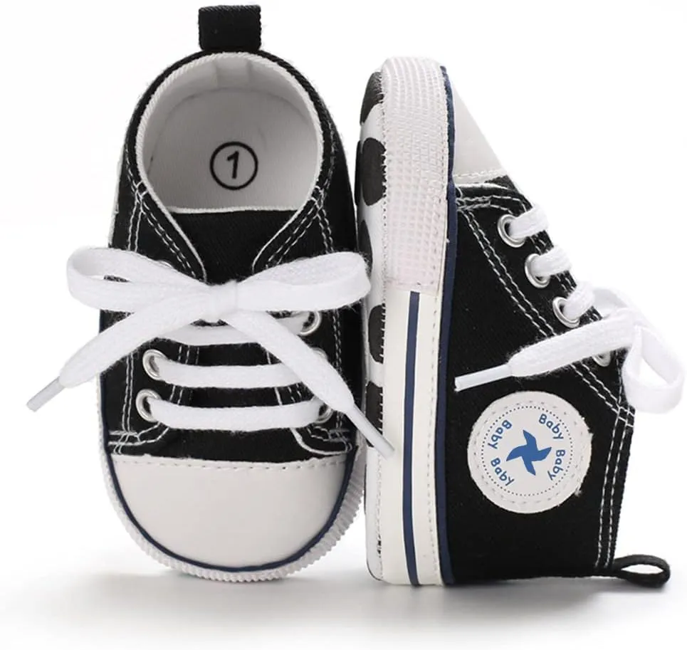 Sekantrol Unisex Baby Girls Boys Shoes Infant Soft Sole Canvas Newborn First Walkers High Top Anti-Slip Sneakers