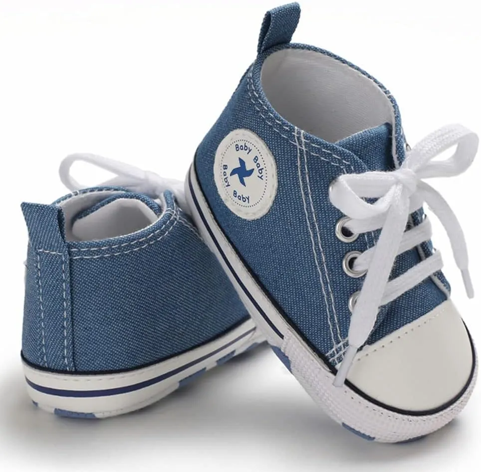Sekantrol Unisex Baby Girls Boys Shoes Infant Soft Sole Canvas Newborn First Walkers High Top Anti-Slip Sneakers