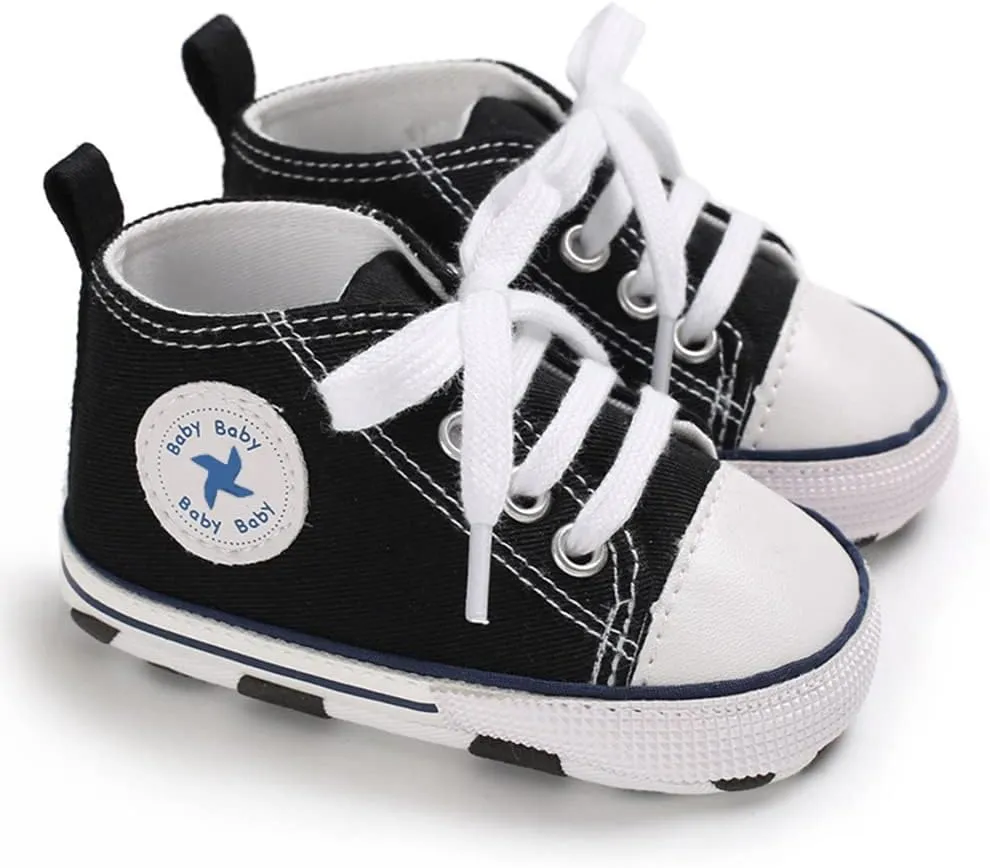 Sekantrol Unisex Baby Girls Boys Shoes Infant Soft Sole Canvas Newborn First Walkers High Top Anti-Slip Sneakers