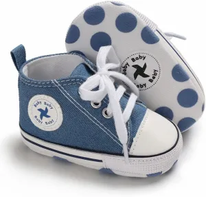 Sekantrol Unisex Baby Girls Boys Shoes Infant Soft Sole Canvas Newborn First Walkers High Top Anti-Slip Sneakers