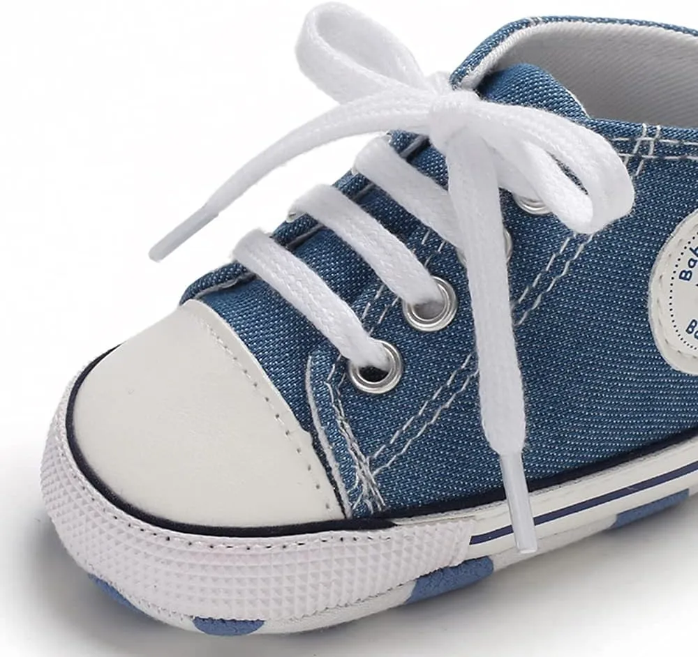 Sekantrol Unisex Baby Girls Boys Shoes Infant Soft Sole Canvas Newborn First Walkers High Top Anti-Slip Sneakers
