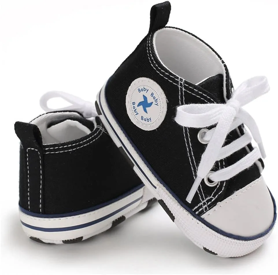Sekantrol Unisex Baby Girls Boys Shoes Infant Soft Sole Canvas Newborn First Walkers High Top Anti-Slip Sneakers