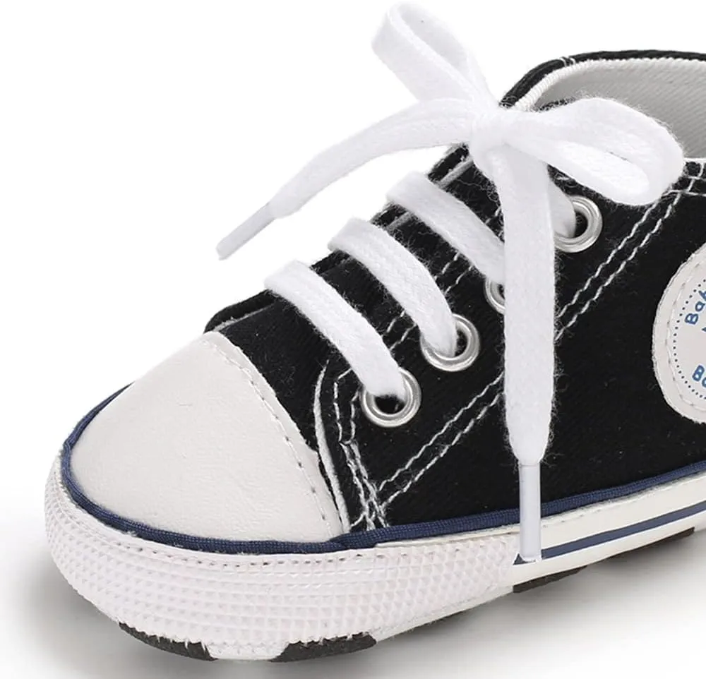 Sekantrol Unisex Baby Girls Boys Shoes Infant Soft Sole Canvas Newborn First Walkers High Top Anti-Slip Sneakers