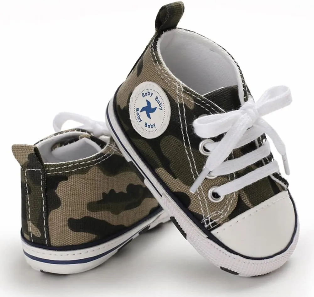 Sekantrol Unisex Baby Girls Boys Shoes Infant Soft Sole Canvas Newborn First Walkers High Top Anti-Slip Sneakers