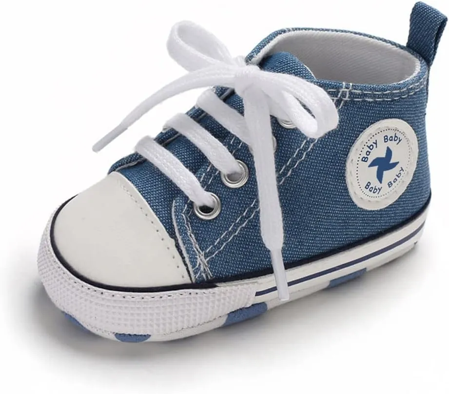 Sekantrol Unisex Baby Girls Boys Shoes Infant Soft Sole Canvas Newborn First Walkers High Top Anti-Slip Sneakers