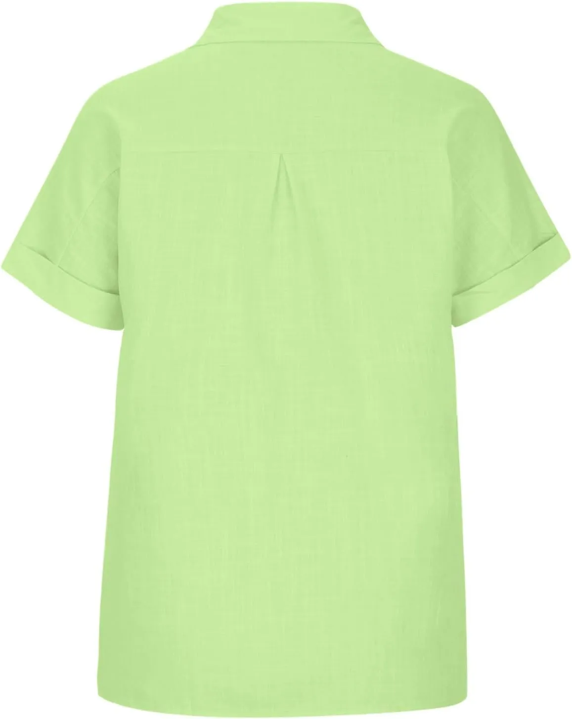 Shirts for Women Linen Summer Tops Button Down Collar Roll Up Short Sleeve T-Shirts Blouses Baggy Shirt with Pocket