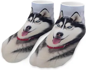 Siberian Husky Dog Snow Day Printed Ankle Socks No Show Sock Low-Cut Athletic Socks for Men Women 1 Pair