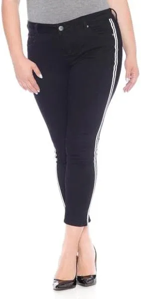 Slink - Premium Women's Plus Size Stretch Skinny Jean (Black with Double Stripe)