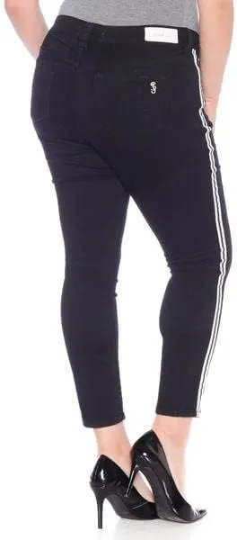Slink - Premium Women's Plus Size Stretch Skinny Jean (Black with Double Stripe)