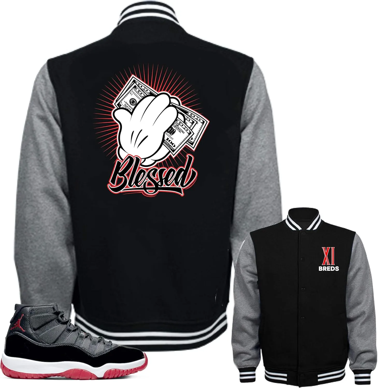 SNELOS Jacket to Match Jordan 11 Bred 2019 Match Jordan Jacket