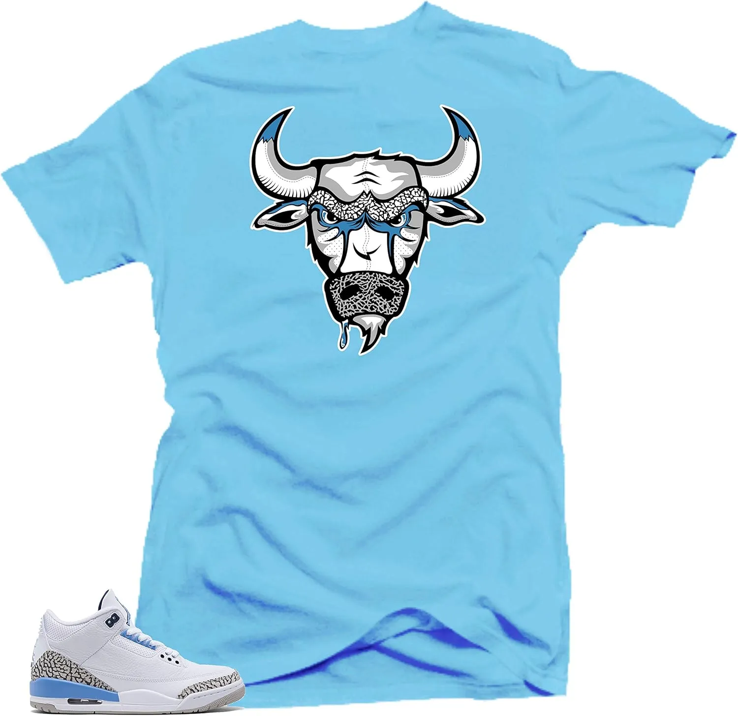 SNELOS Jordan 3 UNC Cement Sneaker Shirt to Match