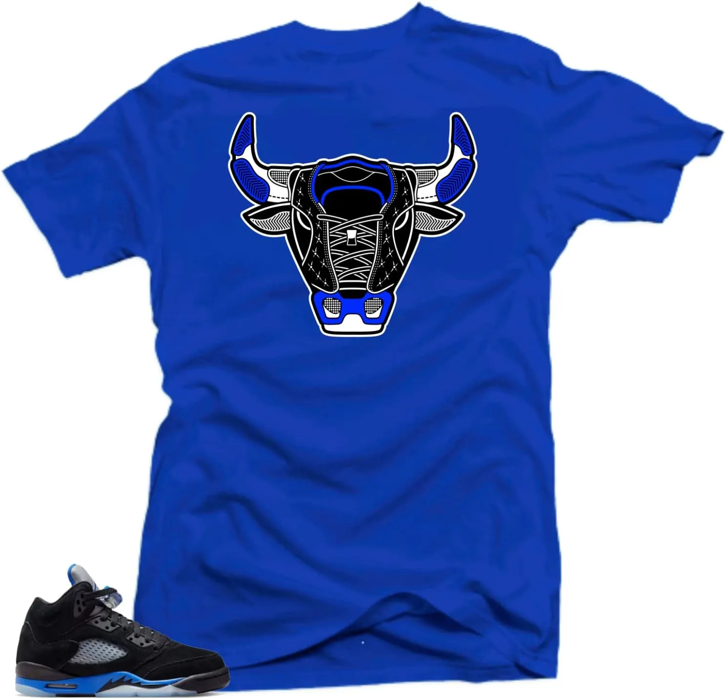 SNELOS Shirt to Match Jordan 5 Racer Blue Match Sneaker tee