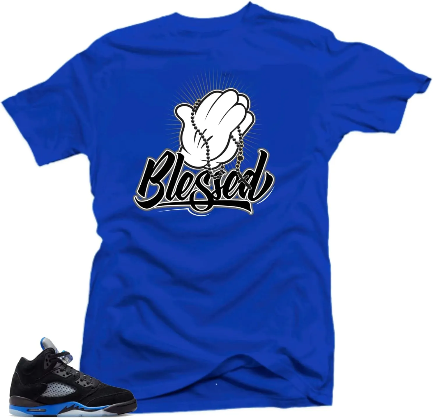 SNELOS Shirt to Match Jordan 5 Racer Blue Match Sneaker tee
