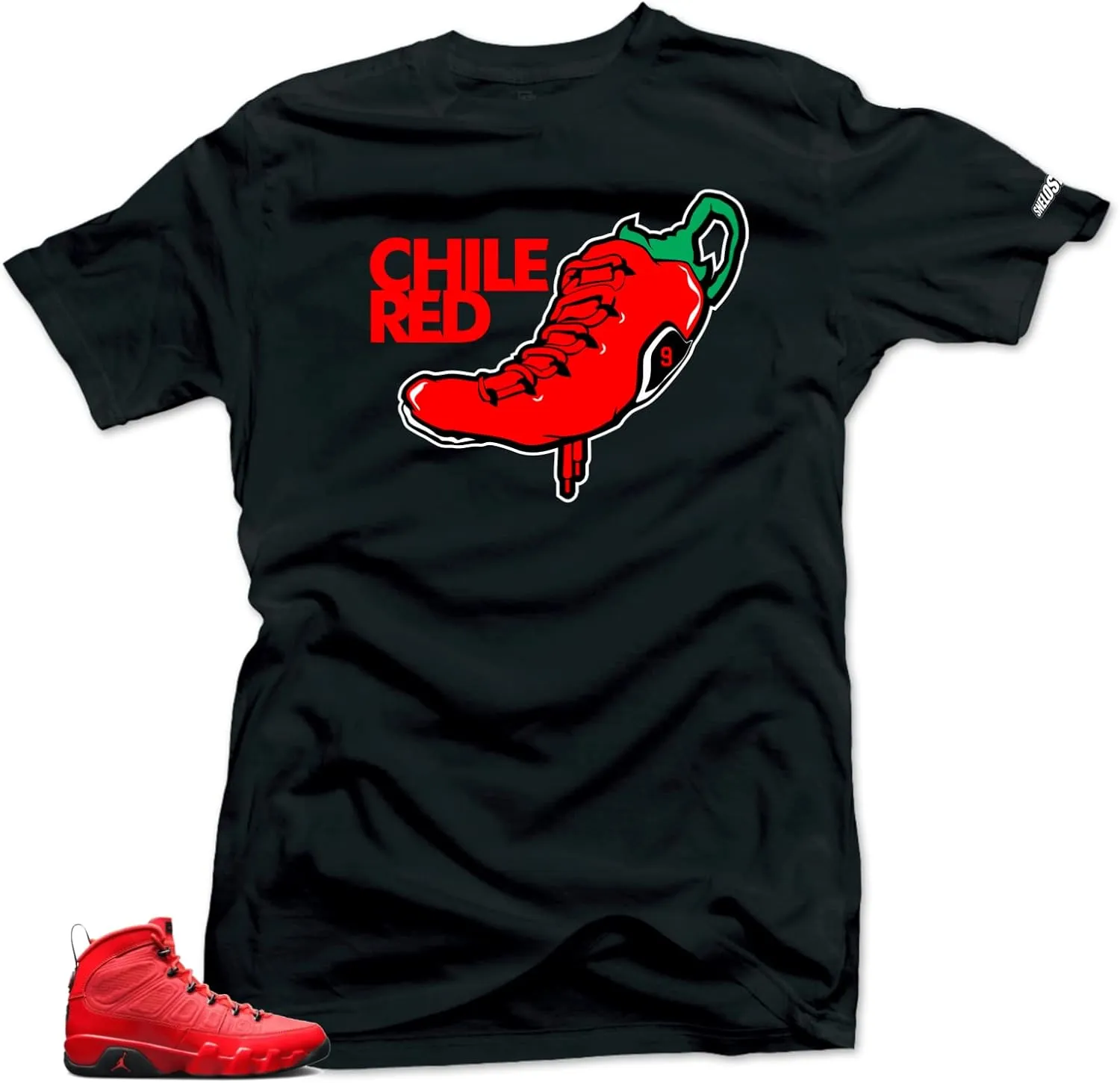 SNELOS Shirt to Match Jordan 9 Chile Red Match Sneaker Tee