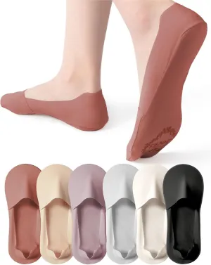 Sofier No Show Socks Womens, Non Slip Low Cut 6 Pairs Thin Silky Dress Footies Liner Invisible Socks Flats Loafers Sneakers