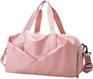 Sport Gym Dance Swim Duffle Bag for Women Girls Weekender Overnight Duffel Bag with Shoe Compartment Wet Pocket (APink)