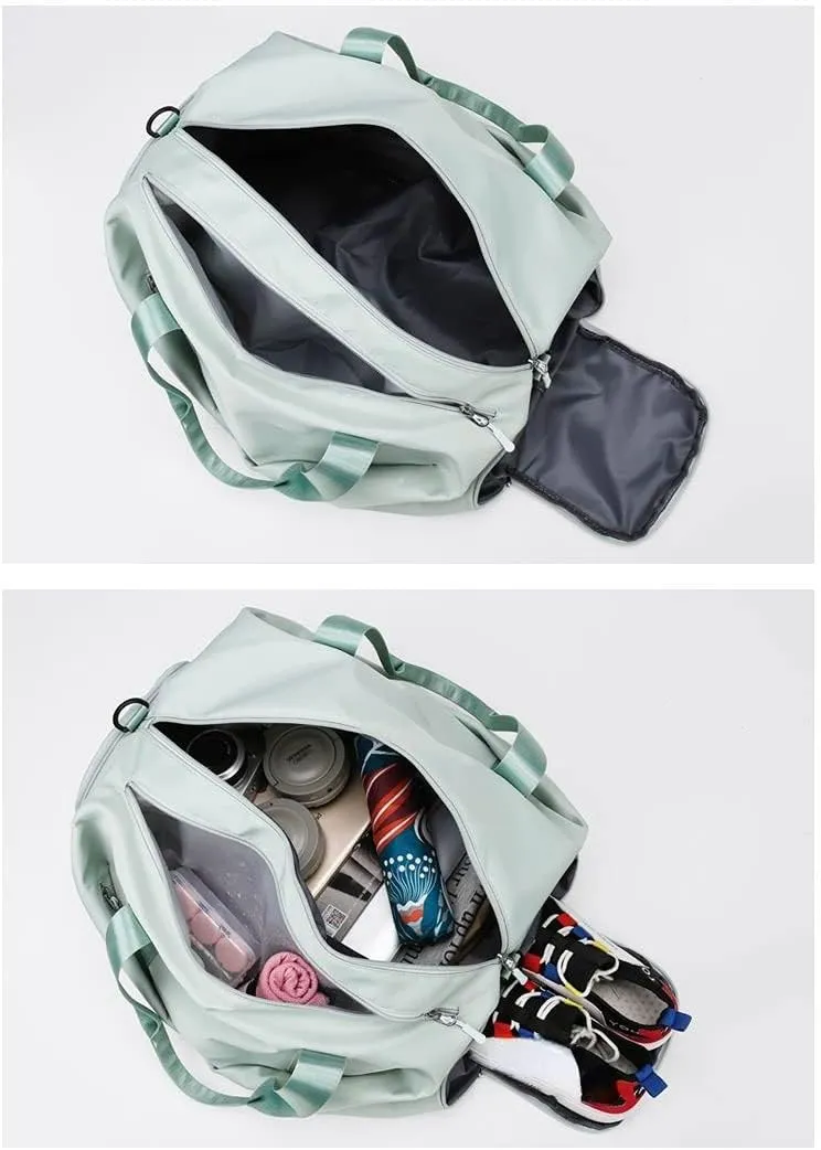 Sport Gym Dance Swim Duffle Bag for Women Girls Weekender Overnight Duffel Bag with Shoe Compartment Wet Pocket (APink)