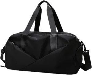 Sport Gym Dance Swim Duffle Bag for Women Girls Weekender Overnight Duffel Bag with Shoe Compartment Wet Pocket (Black)