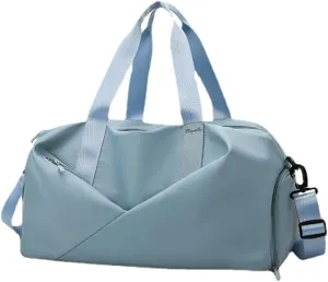 Sport Gym Dance Swim Duffle Bag for Women Girls Weekender Overnight Duffel Bag with Shoe Compartment Wet Pocket (Blue)