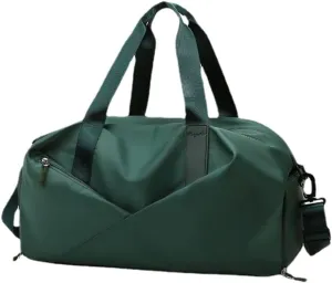 Sport Gym Dance Swim Duffle Bag for Women Girls Weekender Overnight Duffel Bag with Shoe Compartment Wet Pocket (Green)
