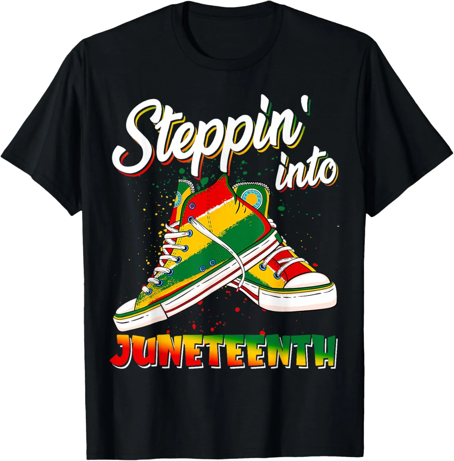 Stepping Into Juneteenth Afro Woman Black Girls Sneakers Men T-Shirt