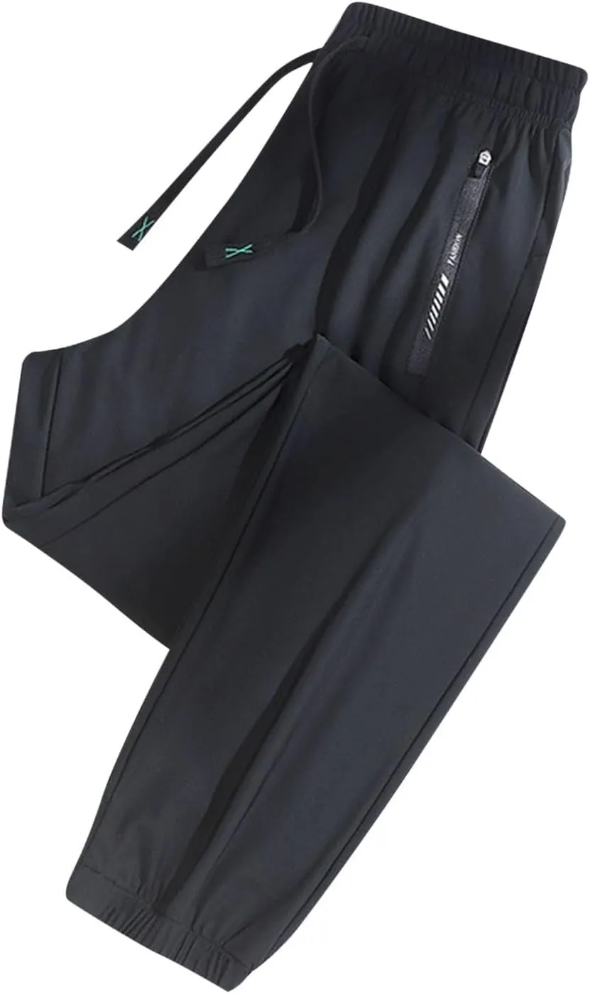 Stretch Quick Drying Pants for Women Elastic Waisted Zipper Pocket Sweatpants Workout Athletic Yoga Jogger Pants