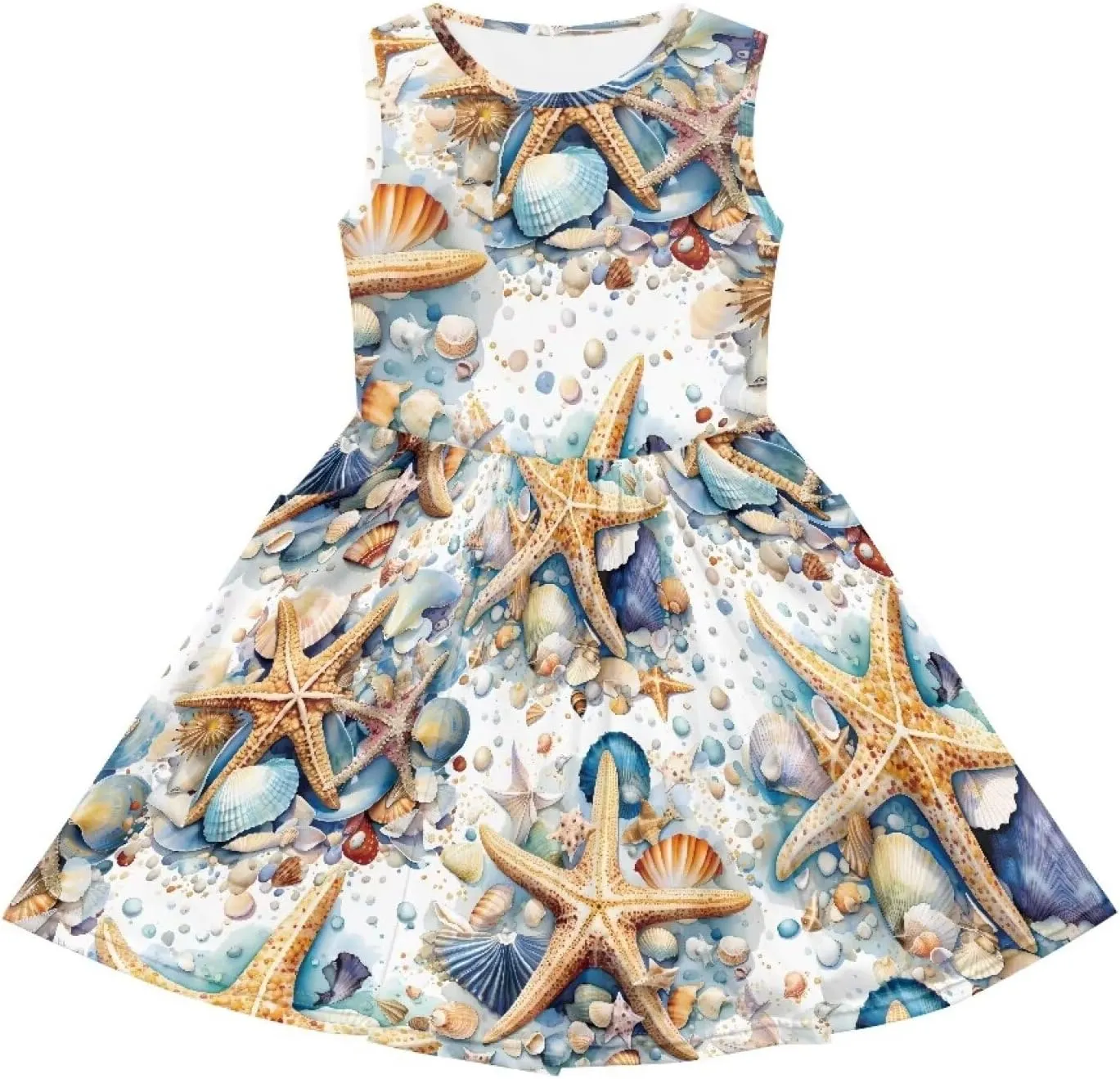 Summer Dresses for Girls 2-14 Girls Dresses Crewneck Sleeveless Sundress Beach Party Midi Dress Kids School