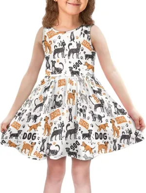 Summer Dresses for Girls 2-14 Girls Dresses Crewneck Sleeveless Sundress Beach Party Midi Dress Kids School