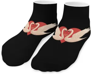 Swans in Love Printed Ankle Socks No Show Sock Low-Cut Athletic Socks for Men Women 1 Pair