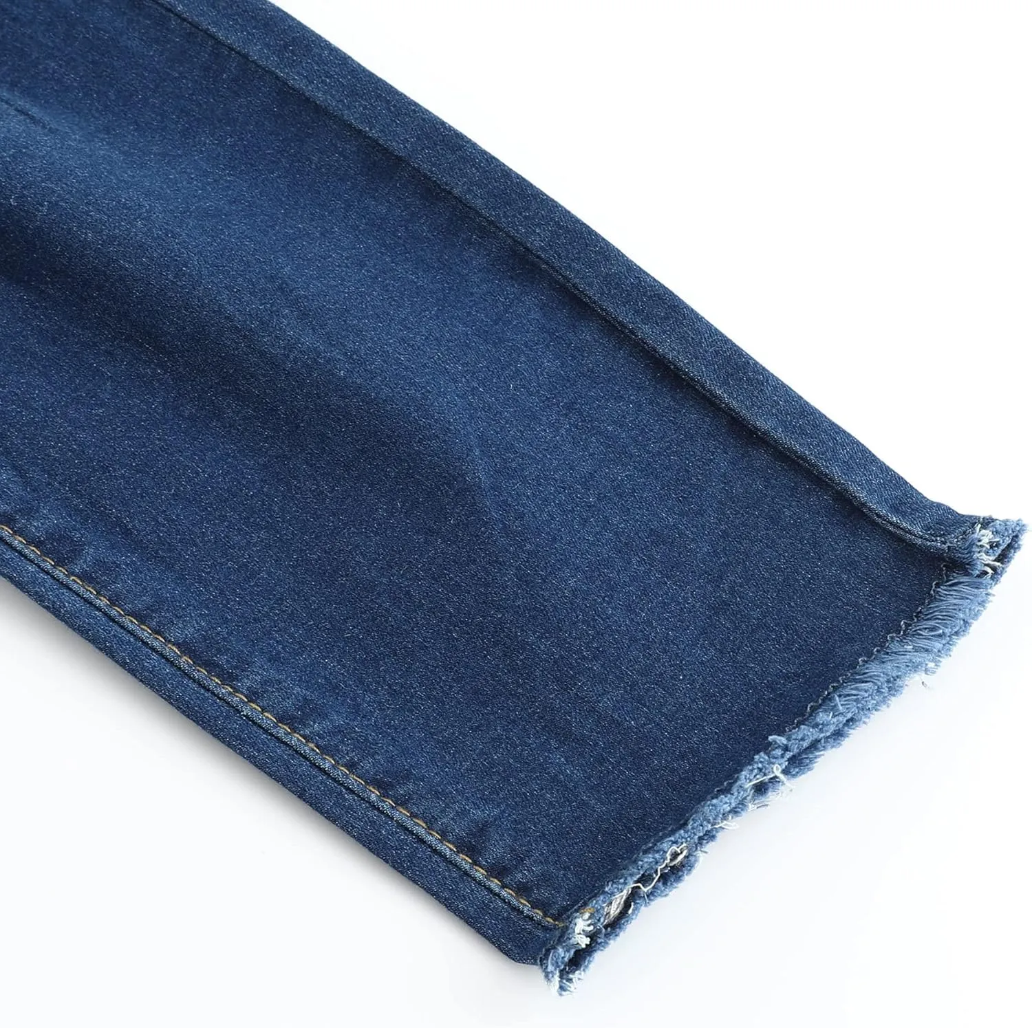THUNDER STAR Womens Stretch Ripped Cropped Jeans Mid Rise Distressed Casual Denim Pants