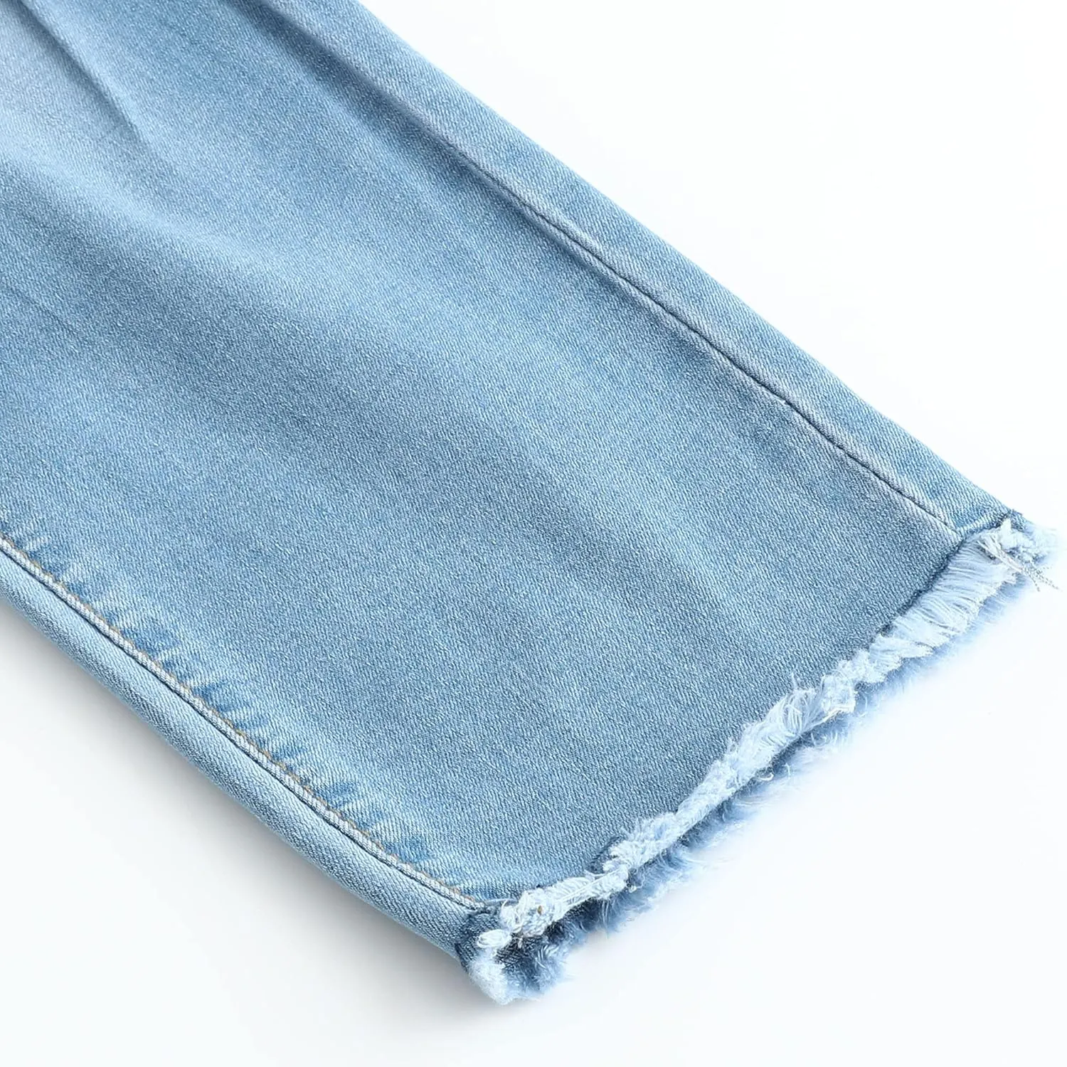 THUNDER STAR Womens Stretch Ripped Cropped Jeans Mid Rise Distressed Casual Denim Pants