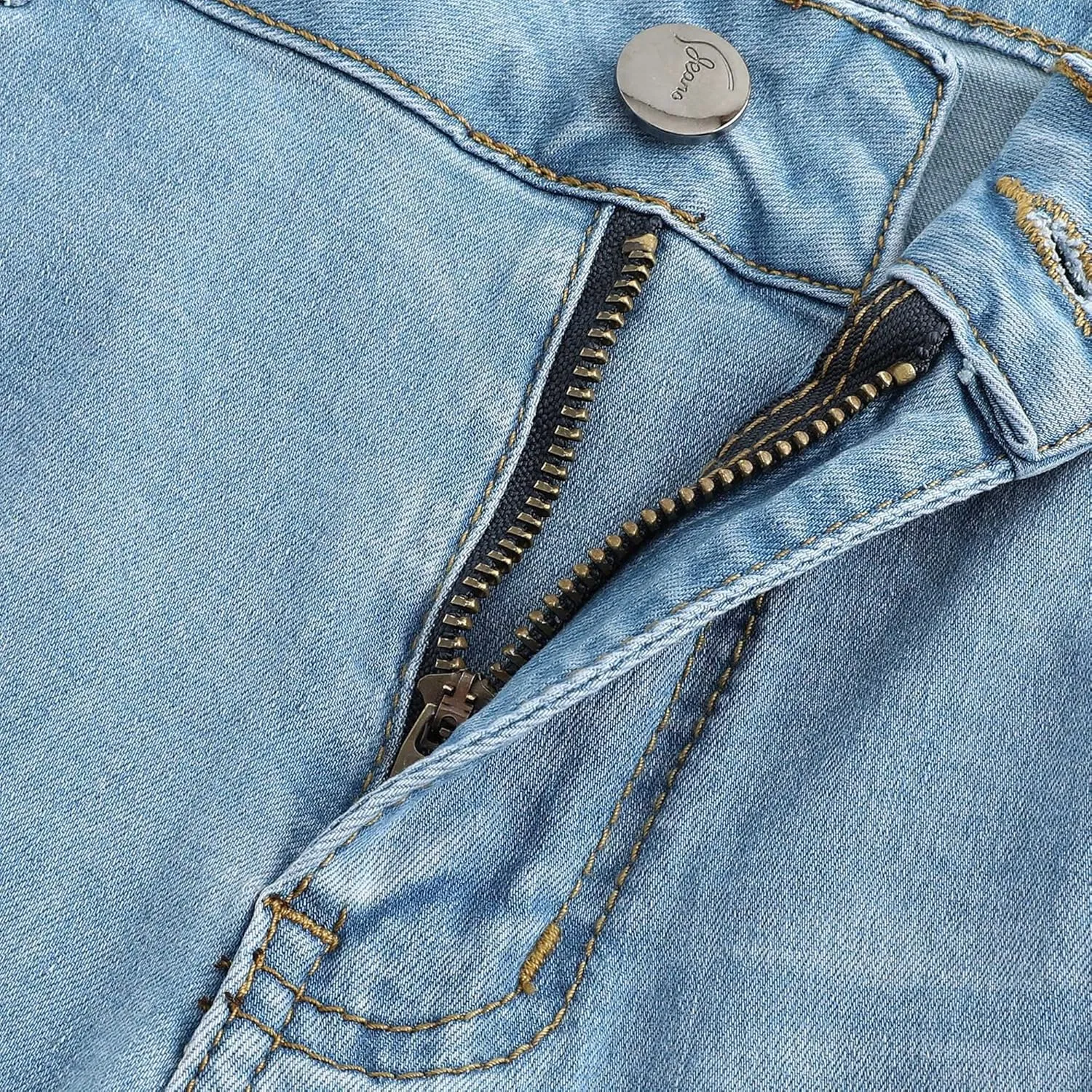 THUNDER STAR Womens Stretch Ripped Cropped Jeans Mid Rise Distressed Casual Denim Pants