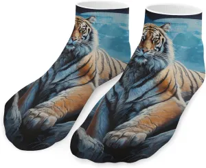 Tiger Full Moon Printed Ankle Socks No Show Sock Low-Cut Athletic Socks for Men Women 1 Pair