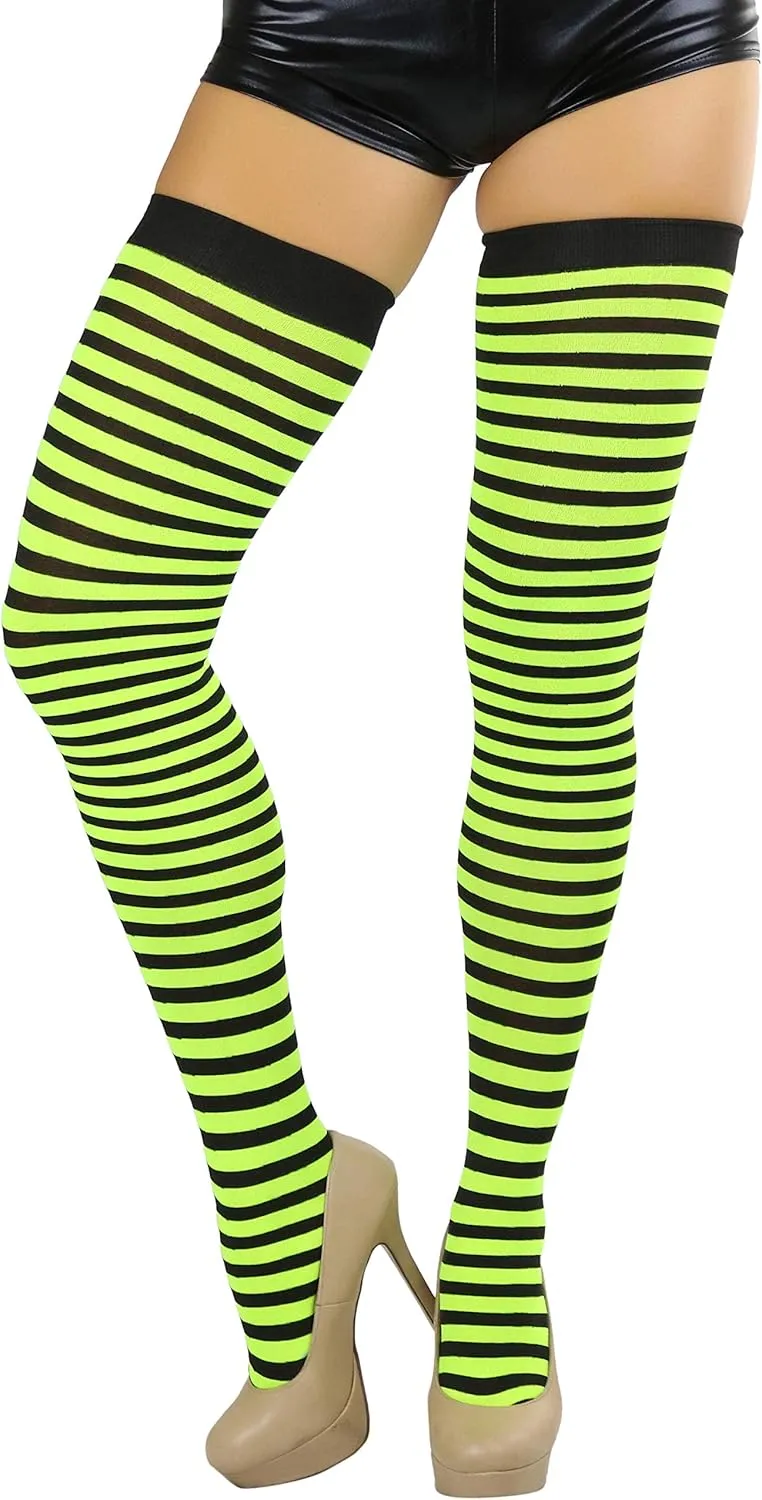 ToBeInStyle Womens Opaque Hosiery Thin Striped Thigh High Long Stocking