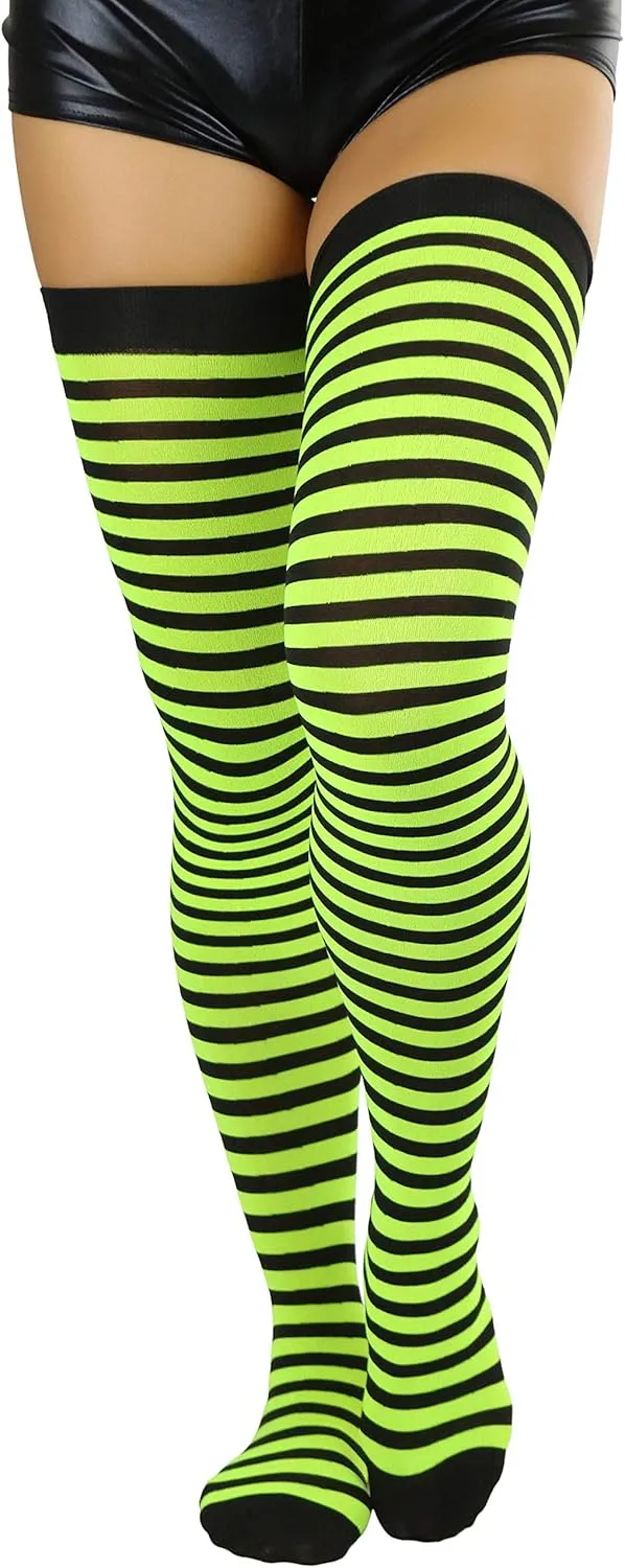 ToBeInStyle Womens Opaque Hosiery Thin Striped Thigh High Long Stocking