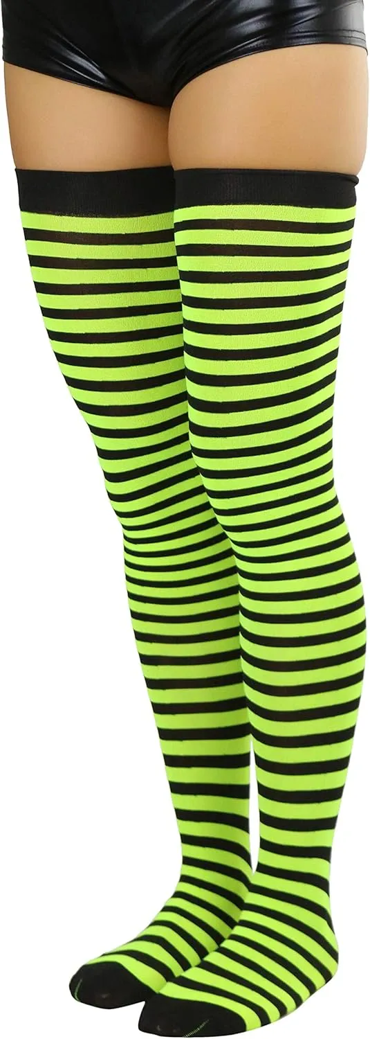 ToBeInStyle Womens Opaque Hosiery Thin Striped Thigh High Long Stocking